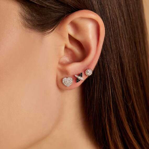 0.16 CT Black Diamond White Gold Single Earring - 3
