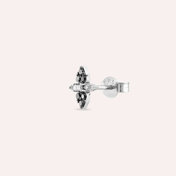 0.16 CT Black Diamond White Gold Single Earring - 2