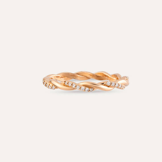 0.16 CT Diamond Rose Gold Spiral Ring - 5