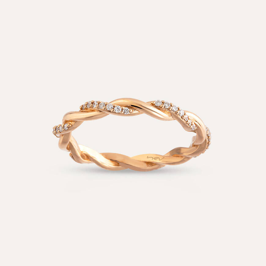 0.16 CT Diamond Rose Gold Spiral Ring