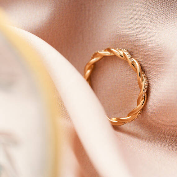 0.16 CT Diamond Rose Gold Spiral Ring - 4