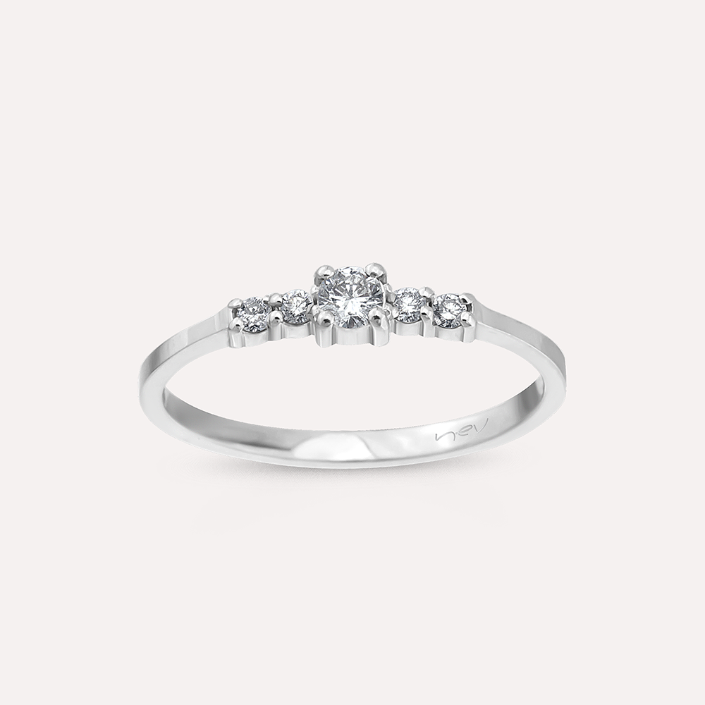 0.16 CT Diamond White Gold Ring - 1