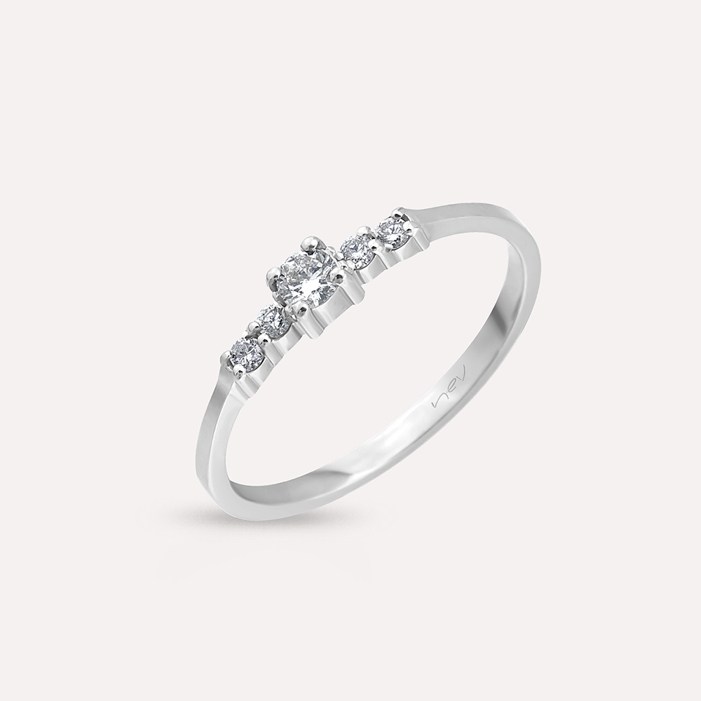 0.16 CT Diamond White Gold Ring - 2