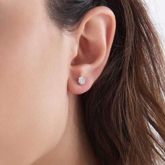 0.16 CT Diamond White Gold Single Earring - 4