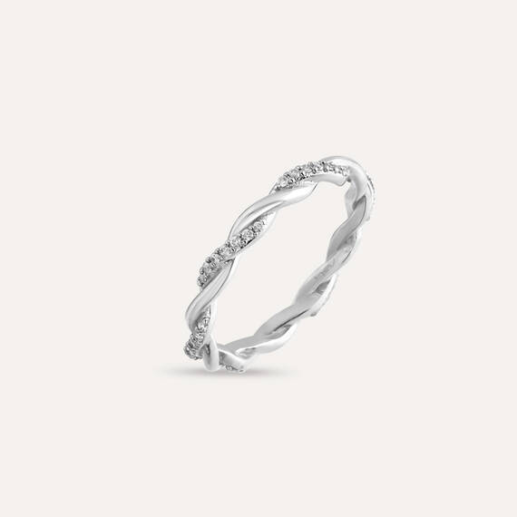 0.16 CT Diamond White Gold Spiral Ring - 4