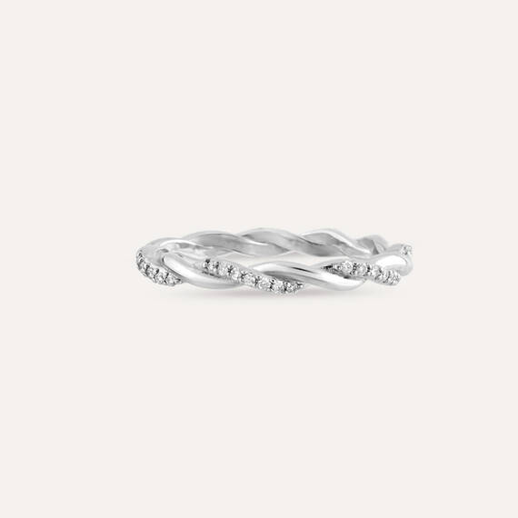 0.16 CT Diamond White Gold Spiral Ring - 5