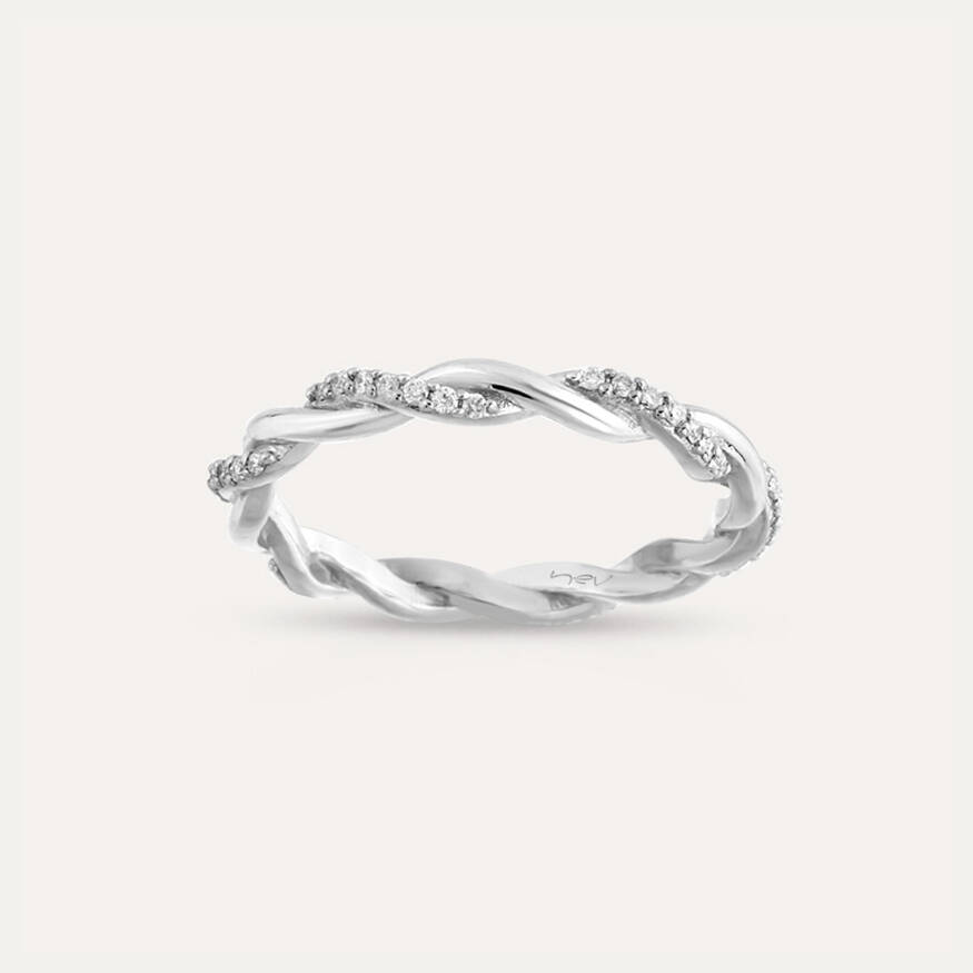 0.16 CT Diamond White Gold Spiral Ring