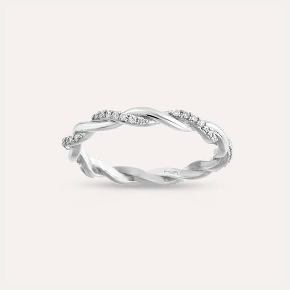 0.16 CT Diamond White Gold Spiral Ring - 1