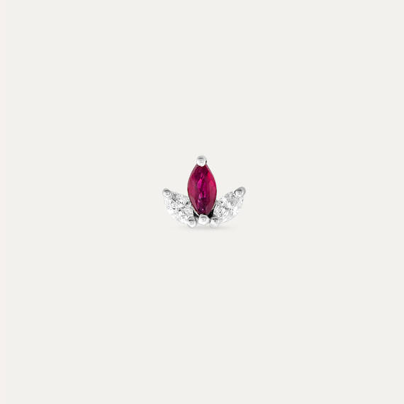 0.16 CT Marquise Cut Ruby and Diamond Mini Single Earring - 3