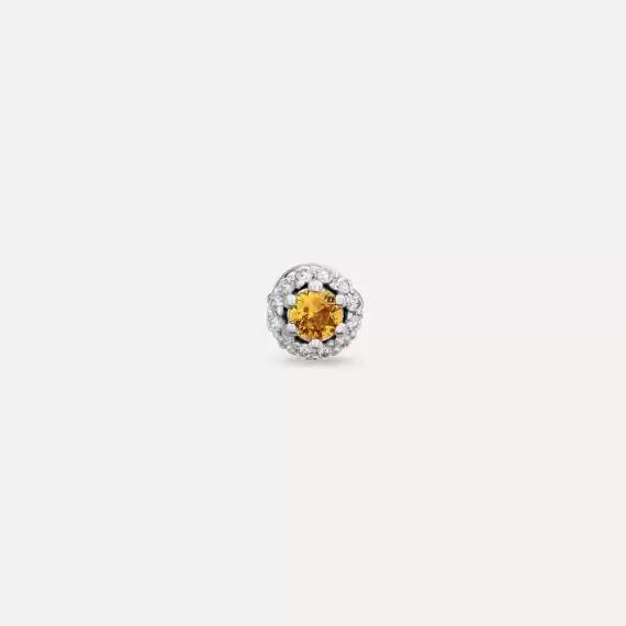 0.17 CT Orange Sapphire and Diamond White Gold Single Earring - 1