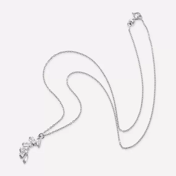 Vega 0.17 CT Trapeze Cut Diamond White Gold Necklace - 4