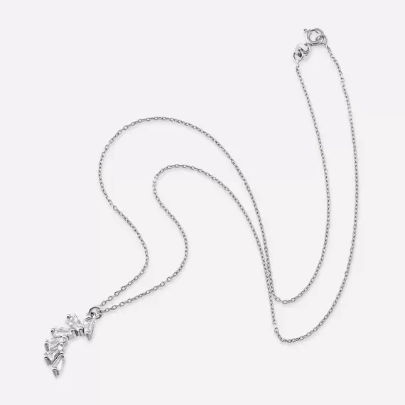 Vega 0.12 CT Trapeze Cut Diamond White Gold Necklace - 4