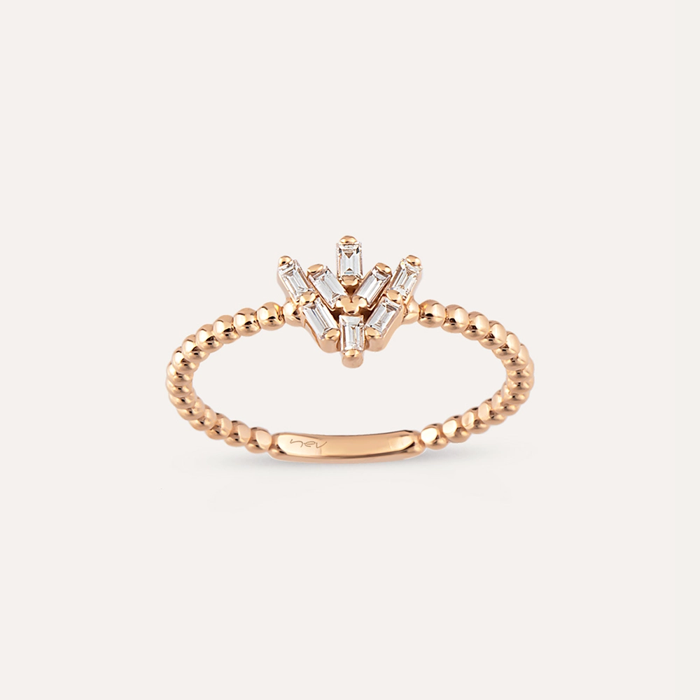 Nova 0.16 CT Baguette Cut Diamond Rose Gold Ring - 1