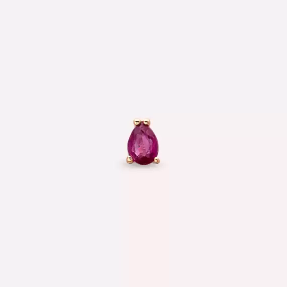 Bulb 0.18 CT Damla Kesim Yakut Taşlı Rose Altın Piercing - 4