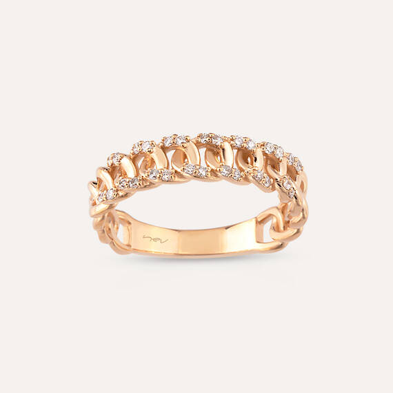 0.18 CT Diamond Rose Gold Chain Ring - 1