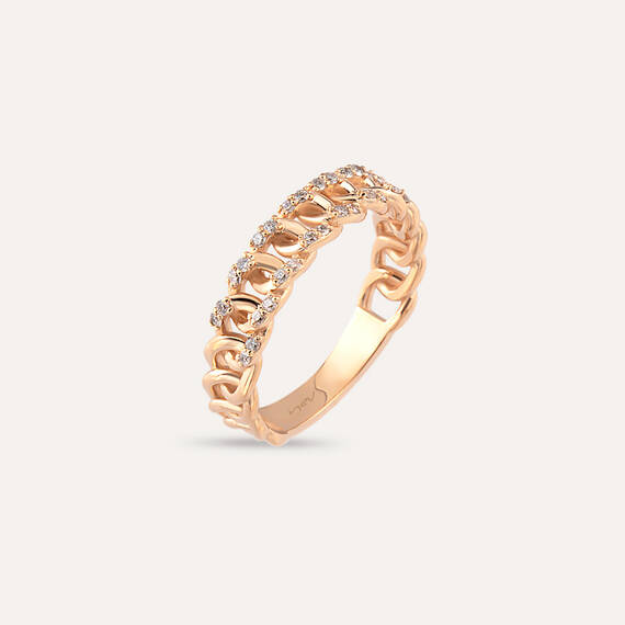 0.18 CT Diamond Rose Gold Chain Ring - 5