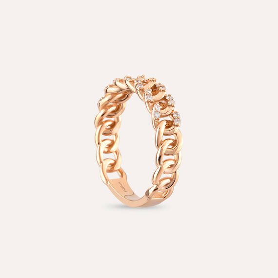 0.18 CT Diamond Rose Gold Chain Ring - 4