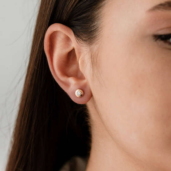 0.18 CT Diamond Rose Gold Earring - 1