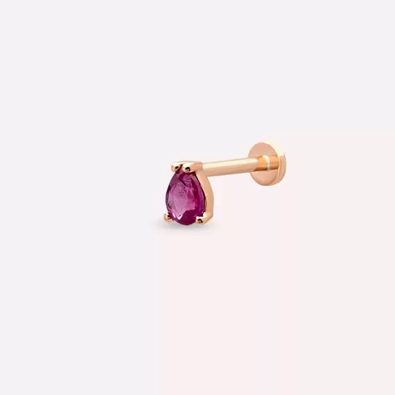 0.18 CT Pear Cut Ruby Rose Gold Piercing - 1