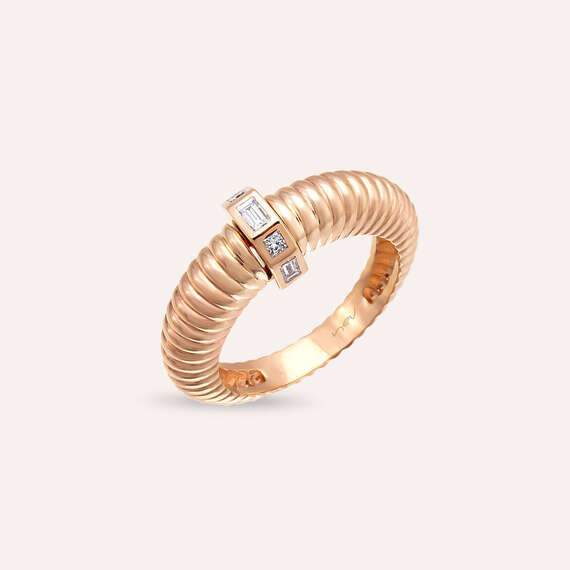 0.17 CT Baguette Cut Diamond Rose Gold Ring - 5