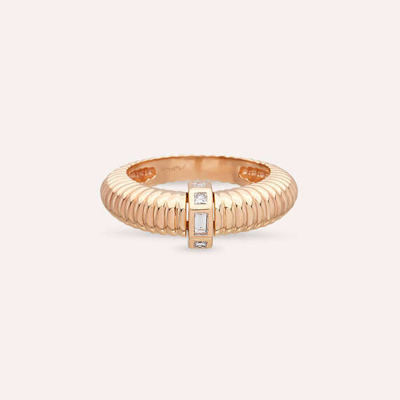 0.17 CT Baguette Cut Diamond Rose Gold Ring - 7