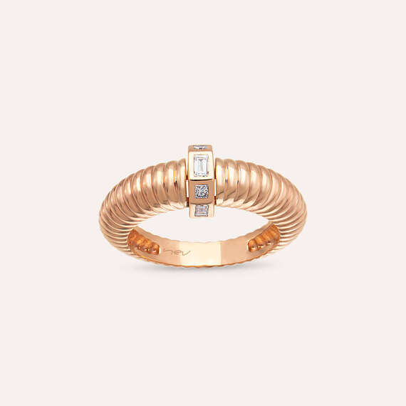 0.17 CT Baguette Cut Diamond Rose Gold Ring - 4