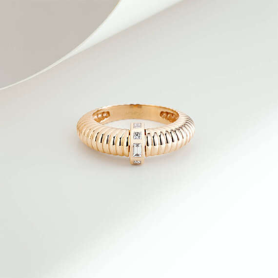 0.17 CT Baguette Cut Diamond Rose Gold Ring - 1