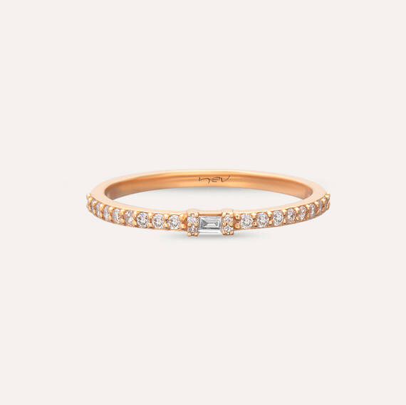0.19 CT Baguette Cut Diamond Rose Gold Ring - 6