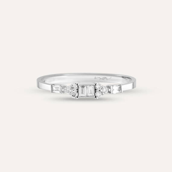 0.19 CT Baguette Cut Diamond White Gold Ring - 3