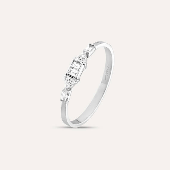 0.19 CT Baguette Cut Diamond White Gold Ring - 5