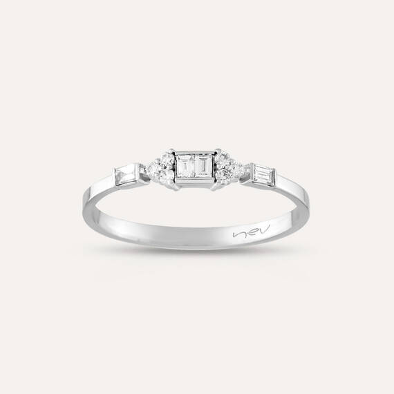 0.19 CT Baguette Cut Diamond White Gold Ring - 1