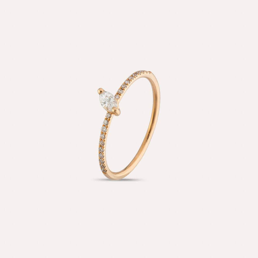 0.19 CT Marquise Cut Diamond Rose Gold Ring