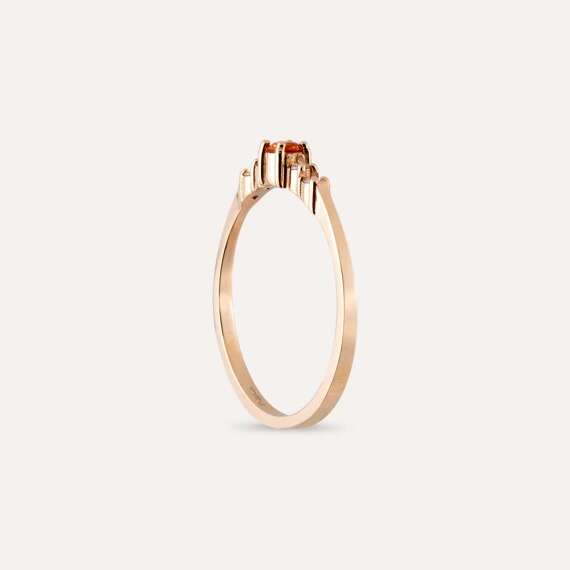 0.19 CT Orange Sapphire and Diamond Rose Gold Ring - 7