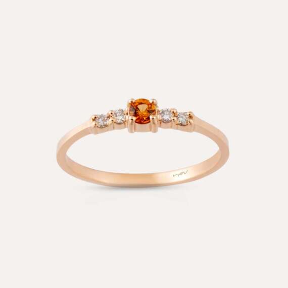0.19 CT Orange Sapphire and Diamond Rose Gold Ring - 3