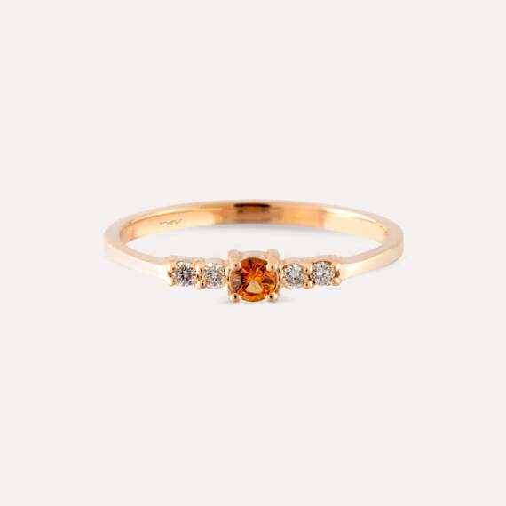 0.19 CT Orange Sapphire and Diamond Rose Gold Ring - 8