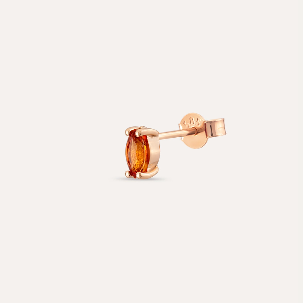 0.19 CT Orange Sapphire Rose Gold Single Earring - 1