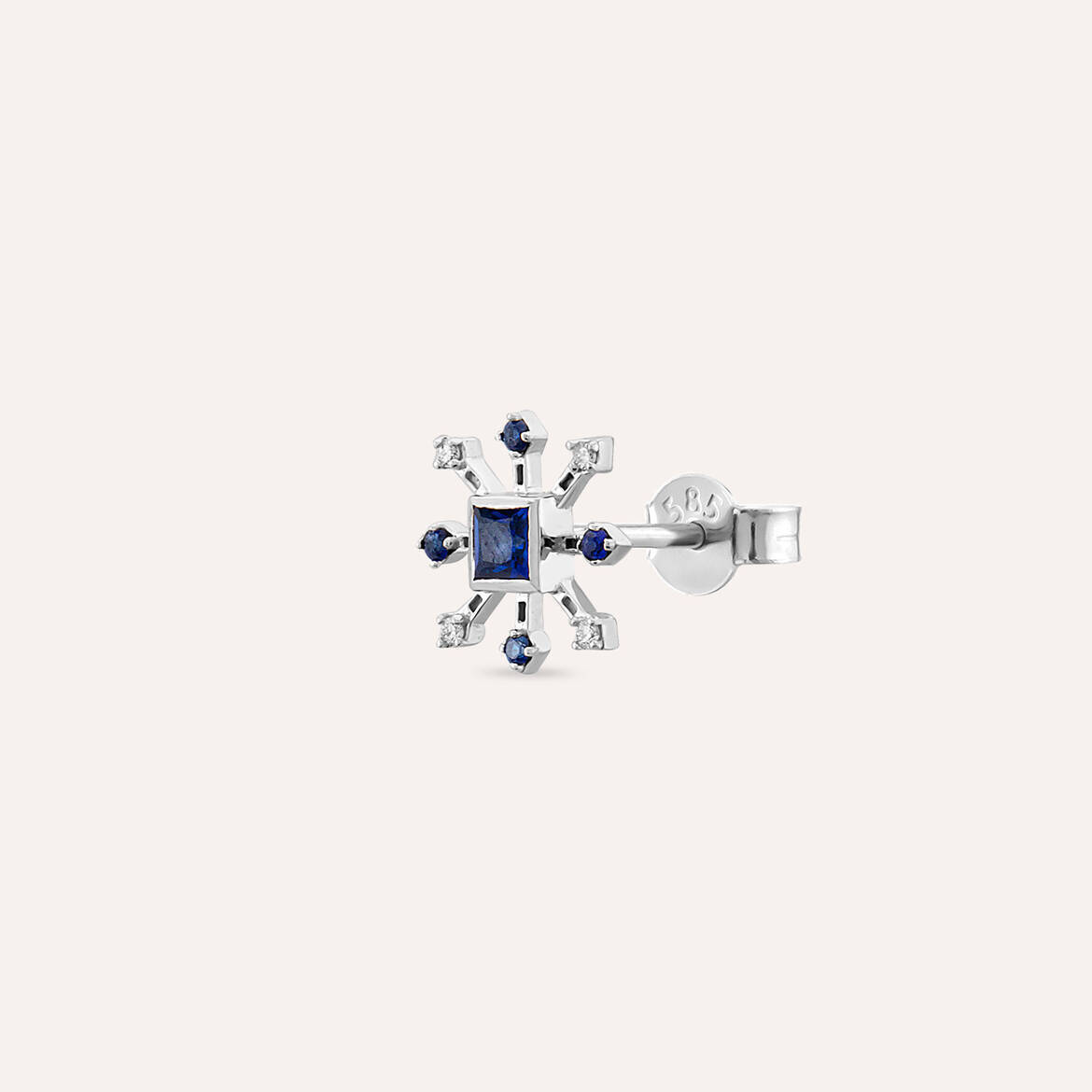 0.19 CT Sapphire and Diamond White Gold Single Earring