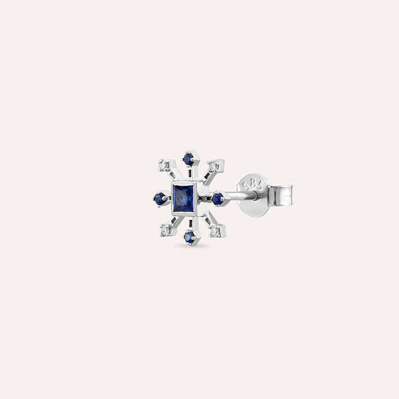 0.19 CT Sapphire and Diamond White Gold Single Earring - 2