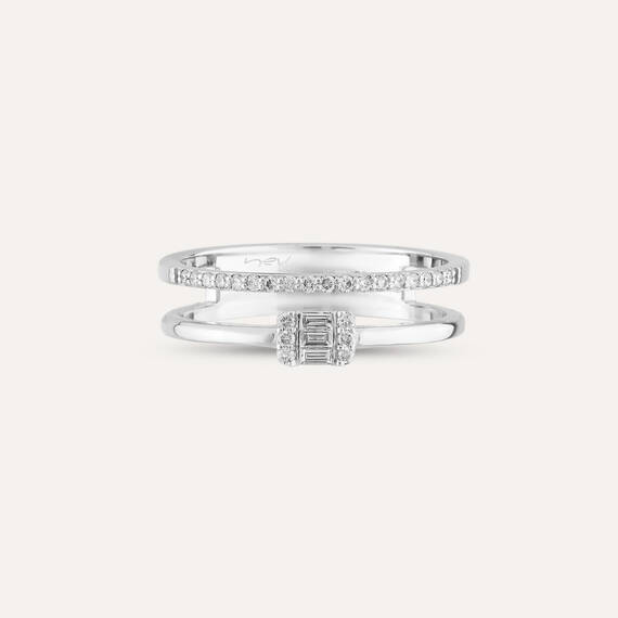 0.20 CT Baguette Cut Diamond Double Row Half Eternity Ring - 5