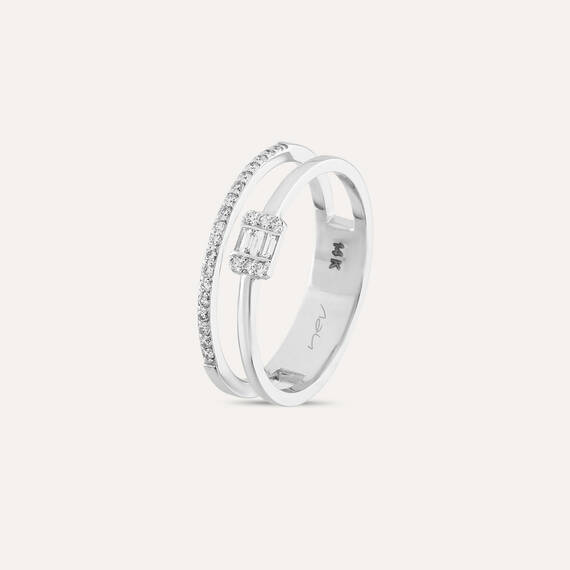 0.20 CT Baguette Cut Diamond Double Row Half Eternity Ring - 3