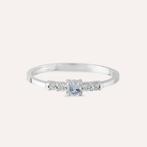 0.20 CT Ice Blue Sapphire and Diamond White Gold Ring - 6