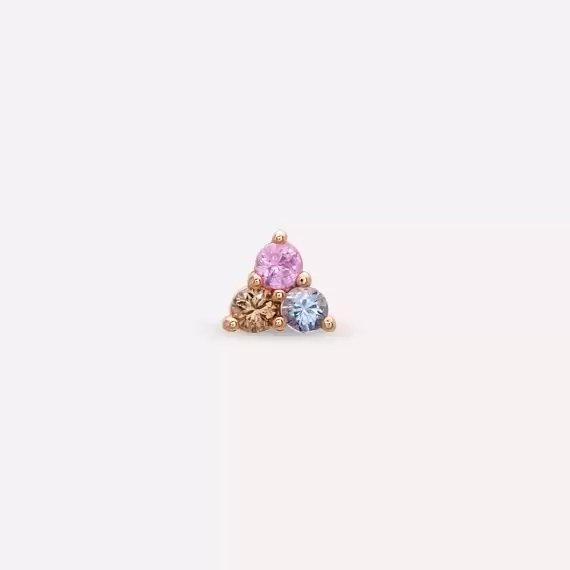 Triangle 0.20 CT Multicolor Sapphire and Brown Diamond Rose Gold Piercing - 6