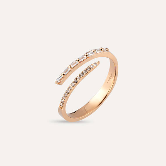 0.21 CT Baguette Cut Diamond Rose Gold Ring - 2