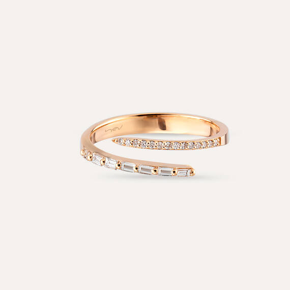 0.21 CT Baguette Cut Diamond Rose Gold Ring - 3