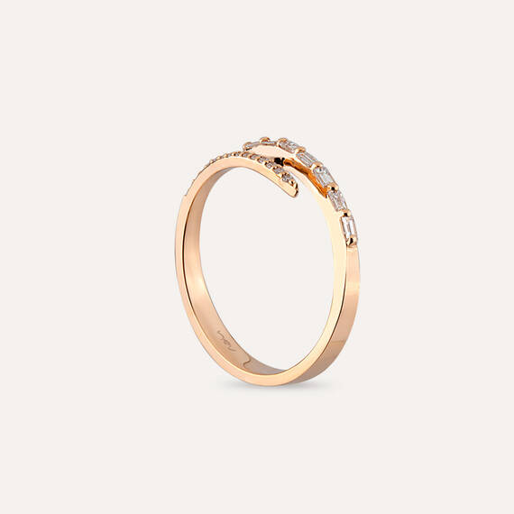 0.21 CT Baguette Cut Diamond Rose Gold Ring - 4