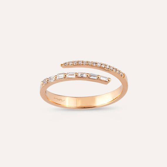 0.21 CT Baguette Cut Diamond Rose Gold Ring - 1