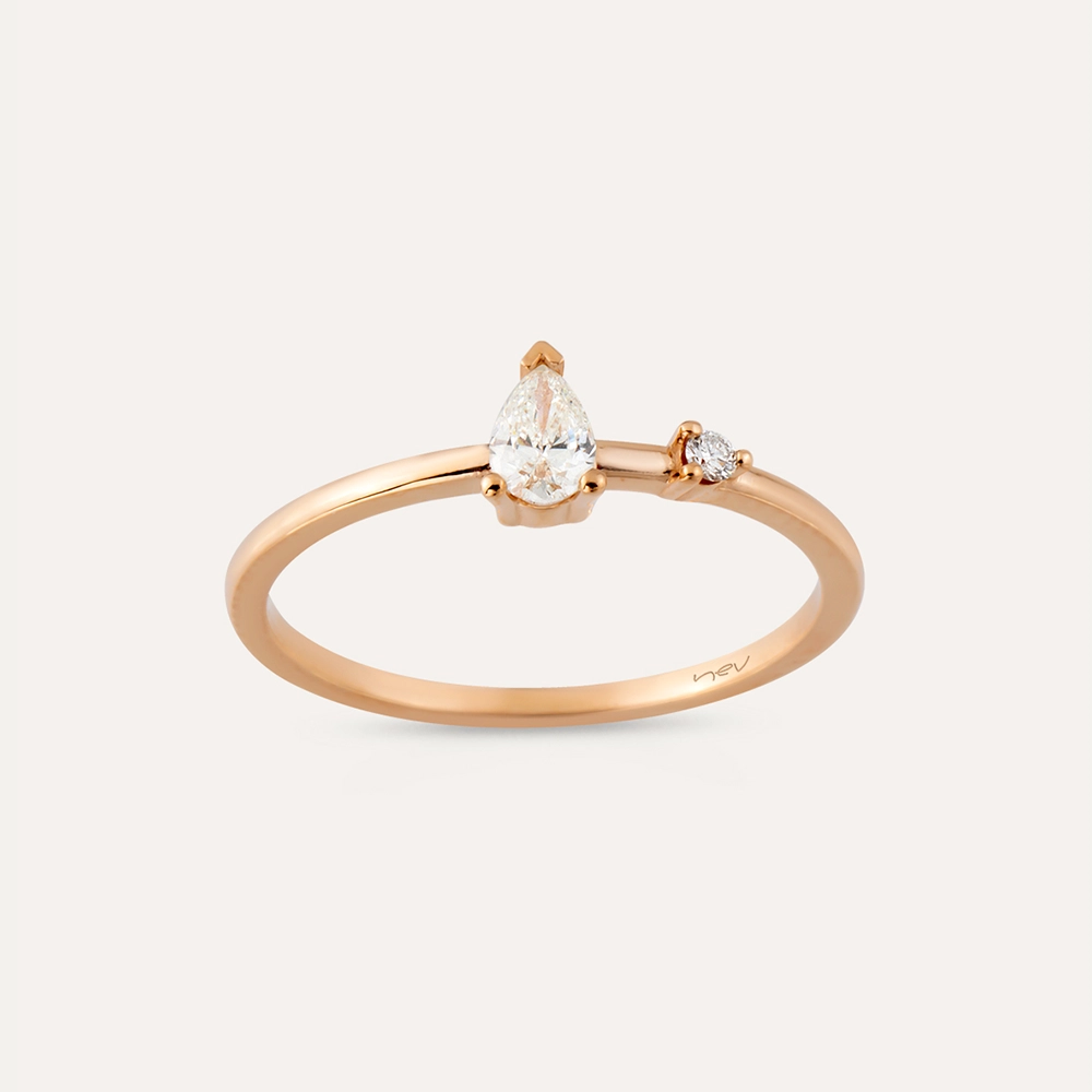 Mona 0.21 CT Pear Cut Diamond Rose Gold Ring - 3
