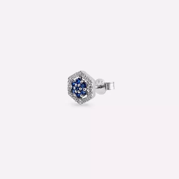 0.21 CT Sapphire and Diamond White Gold Single Earring - 1