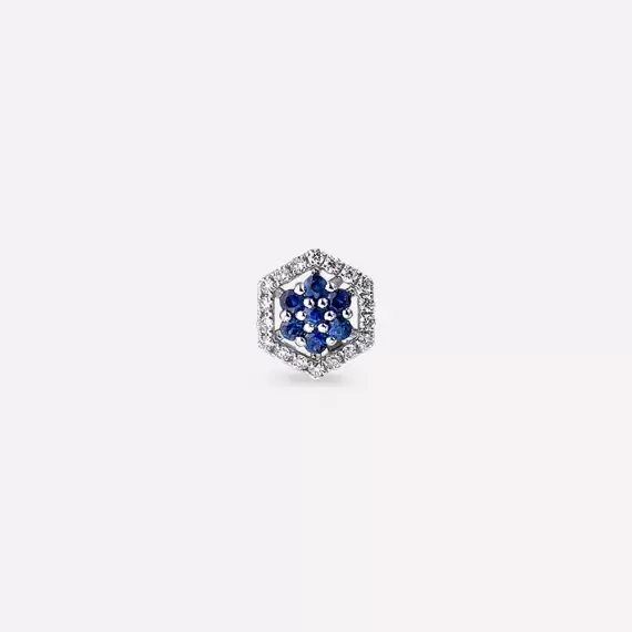 0.21 CT Sapphire and Diamond White Gold Single Earring - 4