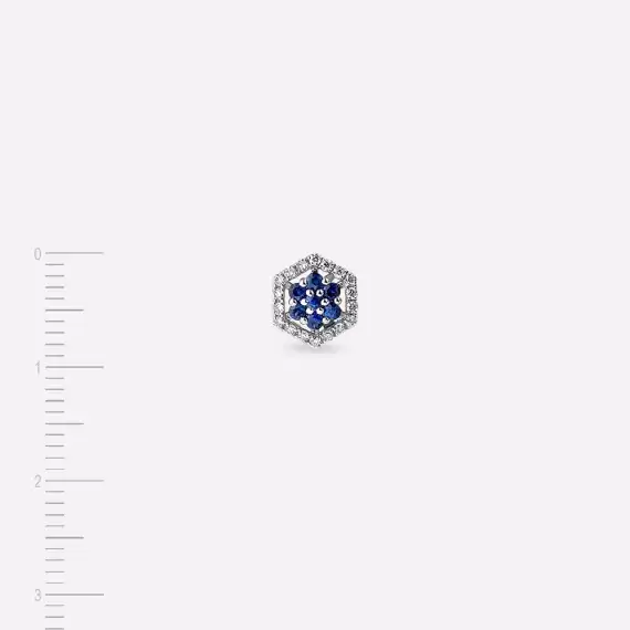 0.21 CT Sapphire and Diamond White Gold Single Earring - 5